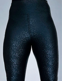 Embossed Black Flower Leggings