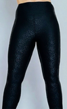 Embossed Black Flower Leggings