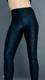 Embossed Black Flower Leggings