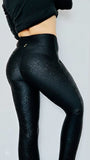 Embossed Black Flower Leggings