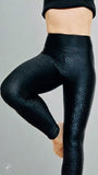 Embossed Black Flower Leggings