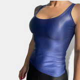 Shiny Lux Tank Top Water/ Navy/ Sapphire Blue
